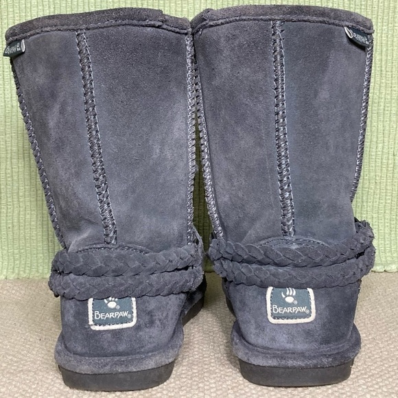 BEARPAW Womens Adele Grey Braided Harness Suede/Wool/Sheepskn Short Boots SZUS 7 - Picture 4 of 12